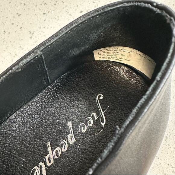 Free People Calf Hair Slip On Sneakers Leather Black White Size 9 - Picture 7 of 11